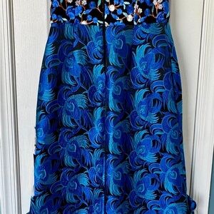Black Dress with Blue Floral Embroidery